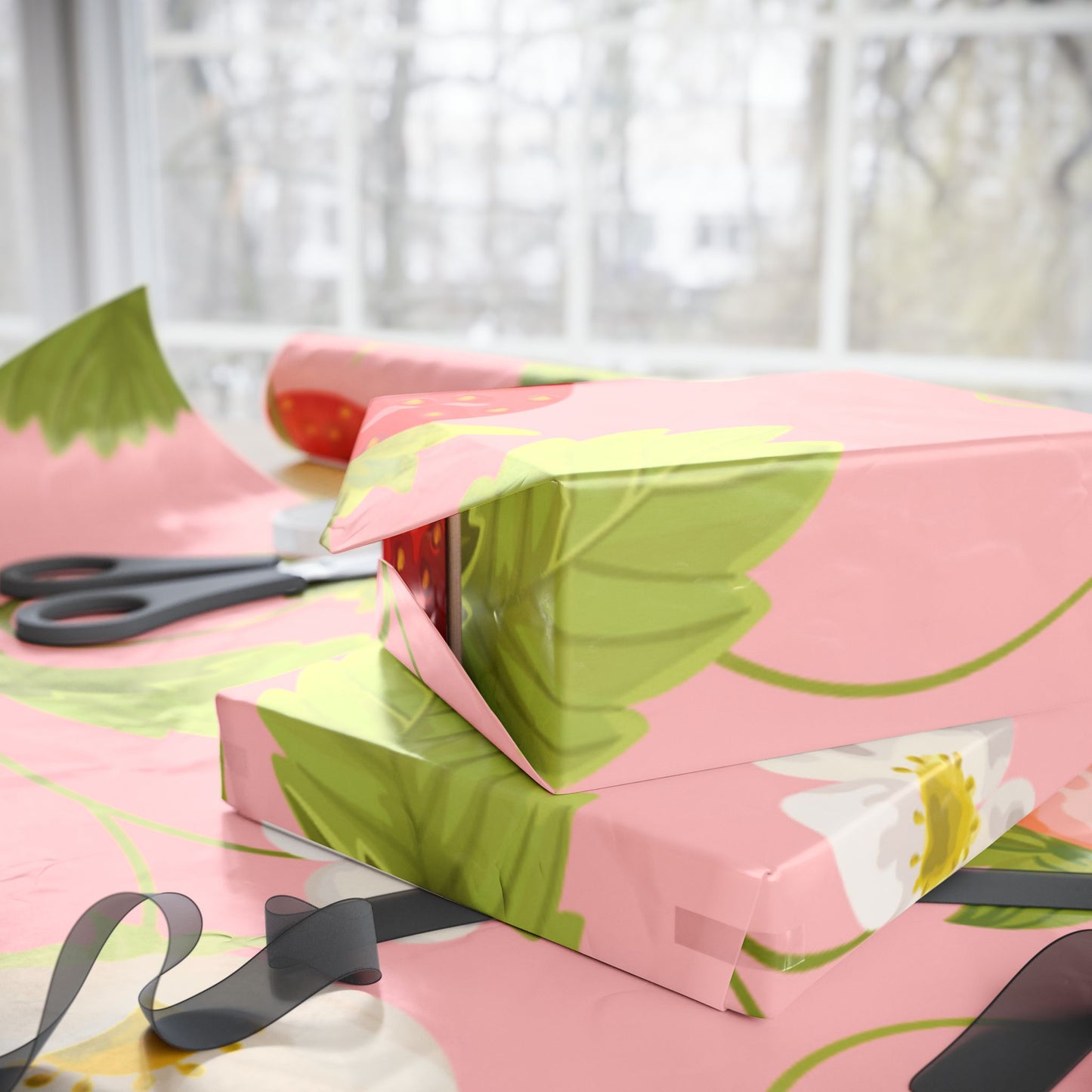 Cute Strawberry Gift Wrap | Cute Gift Wrap, Strawberry Wrapping Paper, gifts for her, Cute wrapping paper