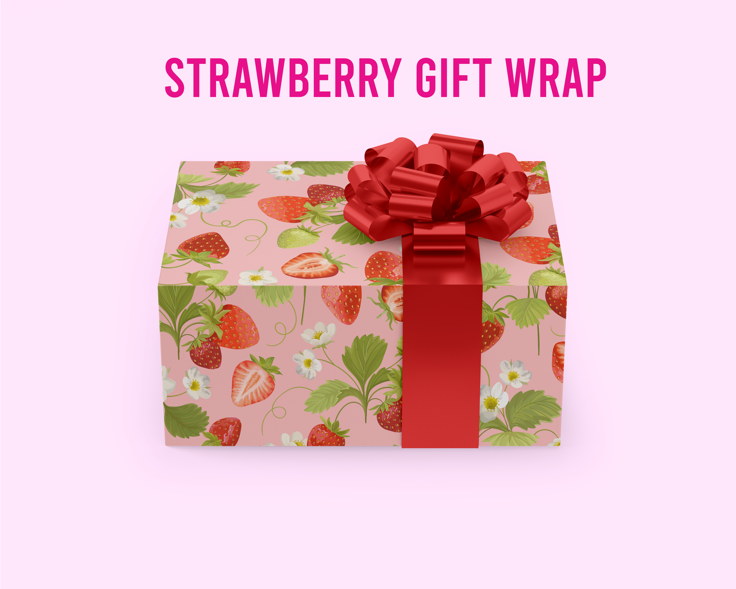 Cute Strawberry Gift Wrap | Cute Gift Wrap, Strawberry Wrapping Paper, gifts for her, Cute wrapping paper