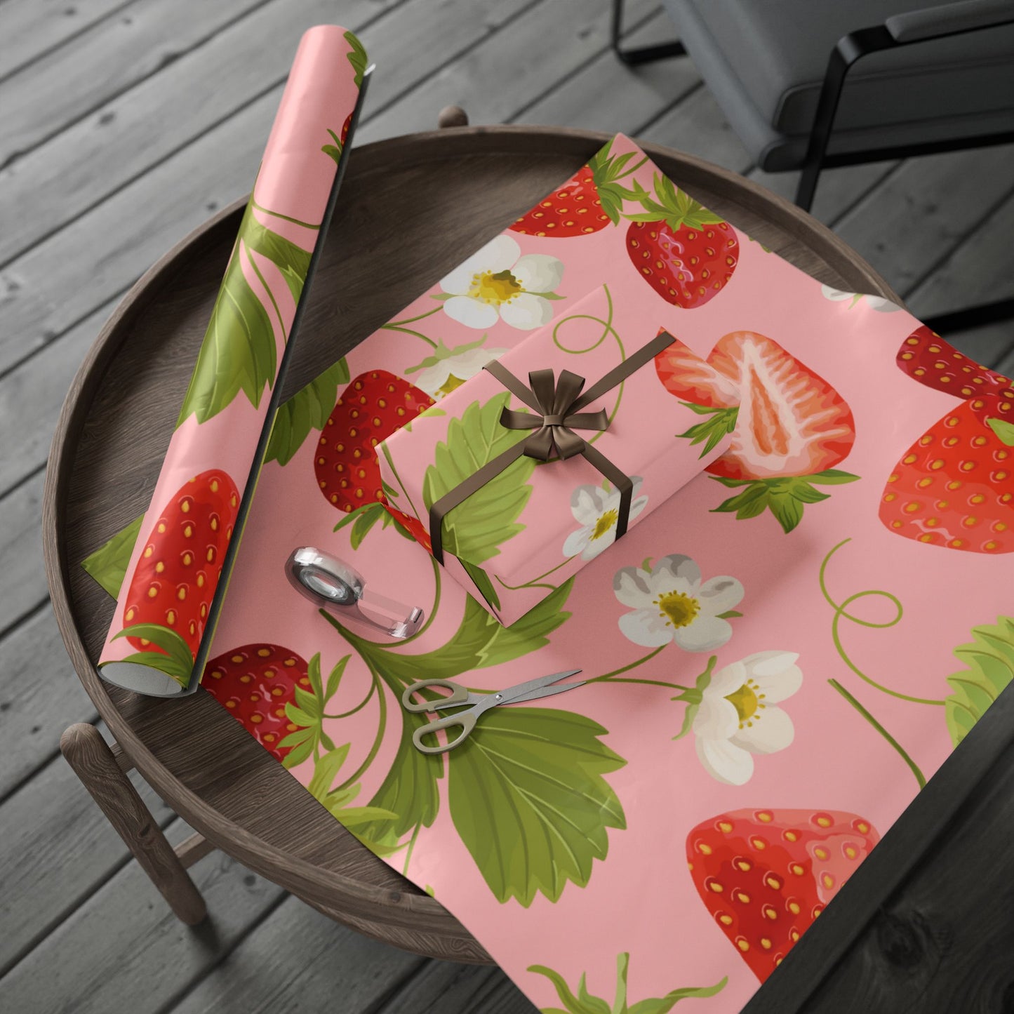 Cute Strawberry Gift Wrap | Cute Gift Wrap, Strawberry Wrapping Paper, gifts for her, Cute wrapping paper