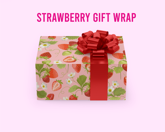 Cute Strawberry Gift Wrap | Cute Gift Wrap, Strawberry Wrapping Paper, gifts for her, Cute wrapping paper