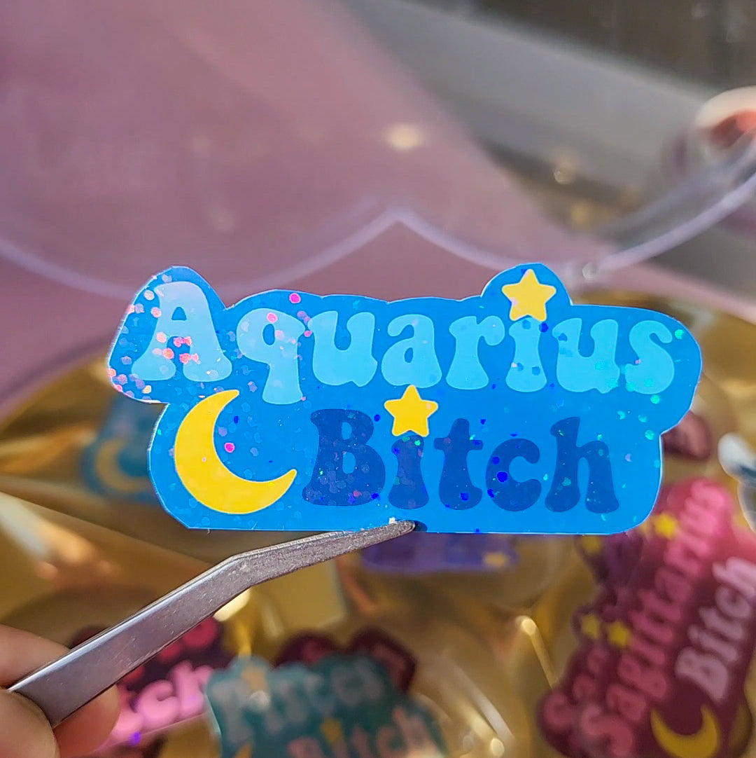 Aquarius Bitch Holographic Zodiac Astrology Sticker