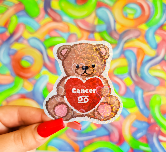 Cancer Zodiac Teddy Bear Sticker