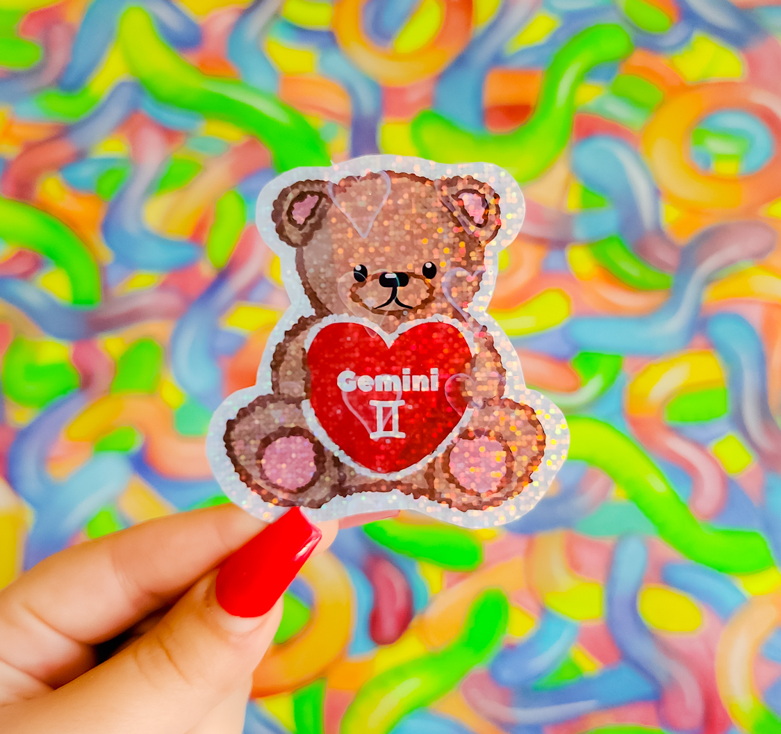 Gemini Zodiac Teddy Bear Sticker