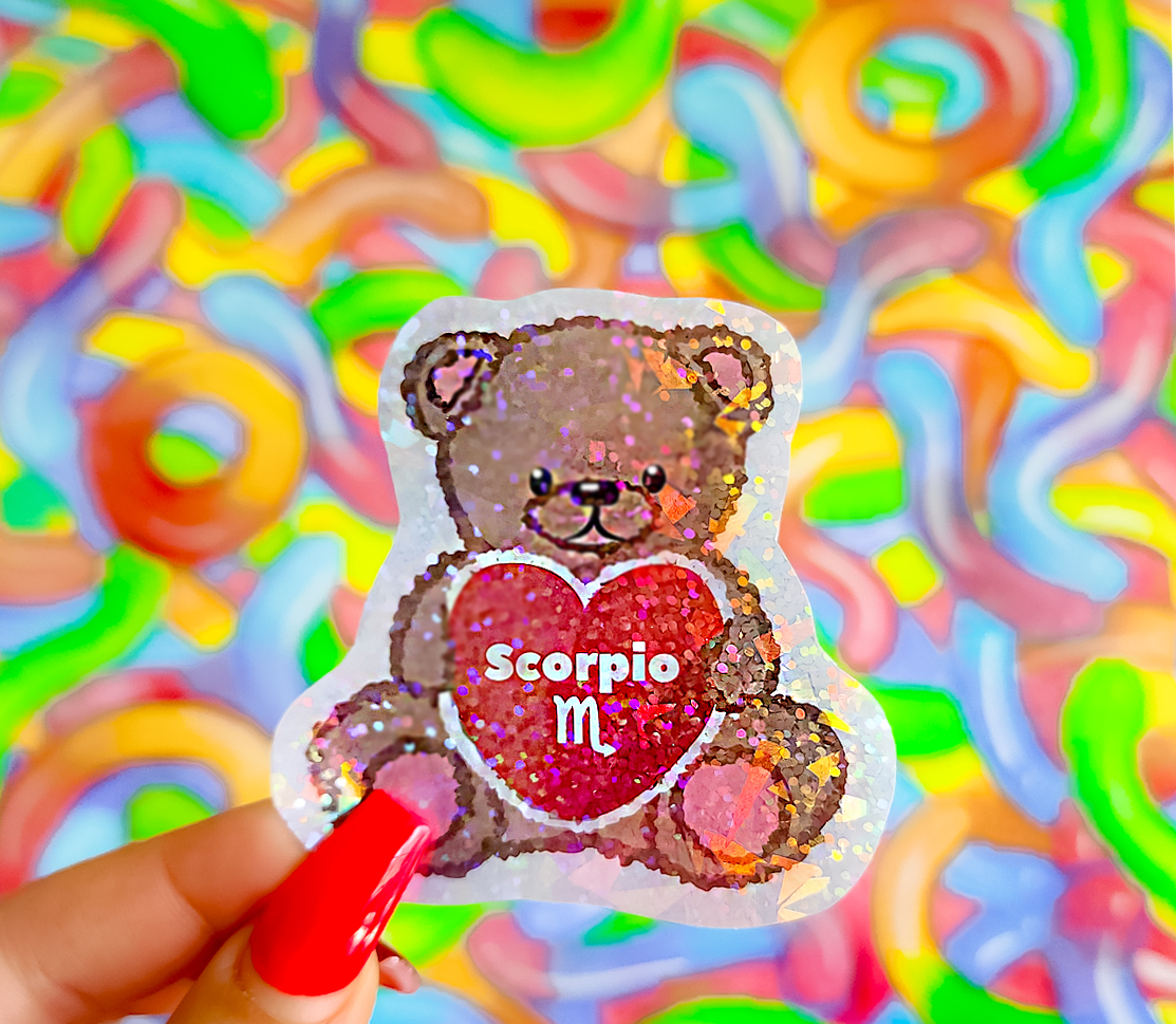 Scorpio Zodiac Teddy Bear Sticker