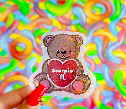 Pack of Zodiac Bear Glitter Stickers