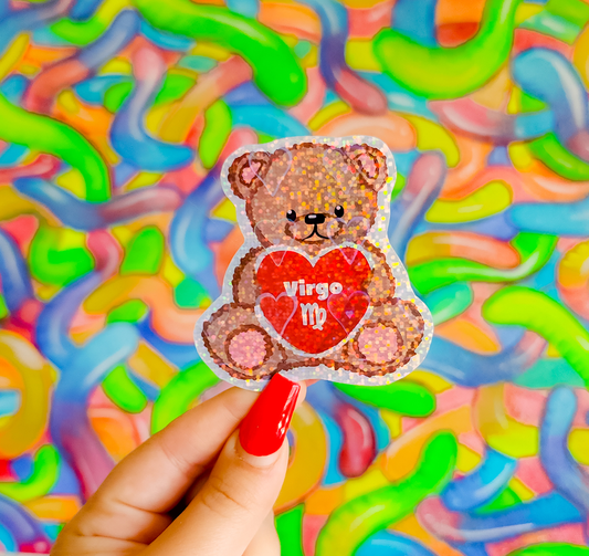 Virgo Zodiac Teddy Bear Sticker