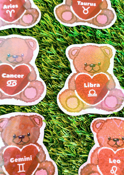 Pack of Zodiac Bear Glitter Stickers